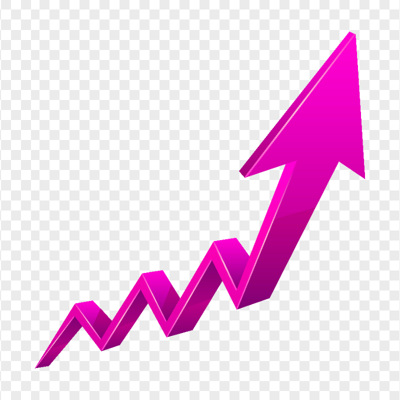 HD 3D Upward Growth Pink Arrow PNG