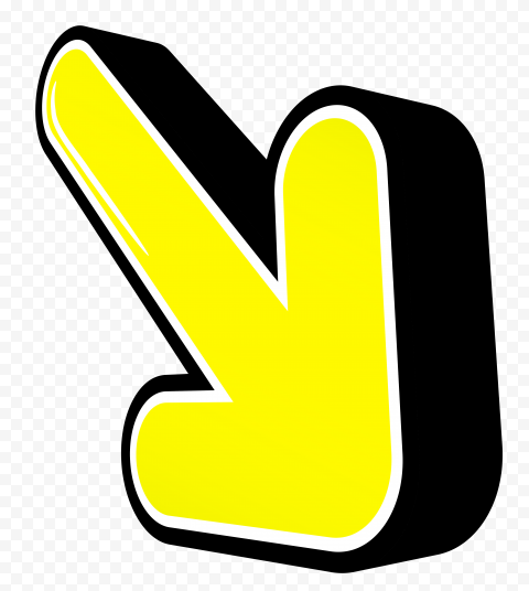 HD 3D Yellow Arrow Pointing Down Right PNG