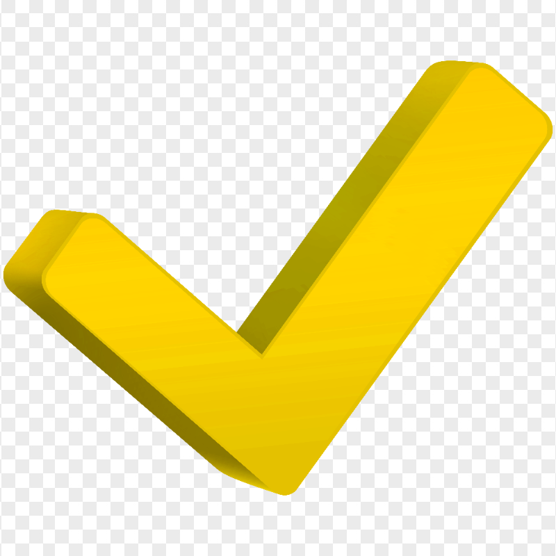 HD 3D Yellow Check Mark Icon Symbol PNG