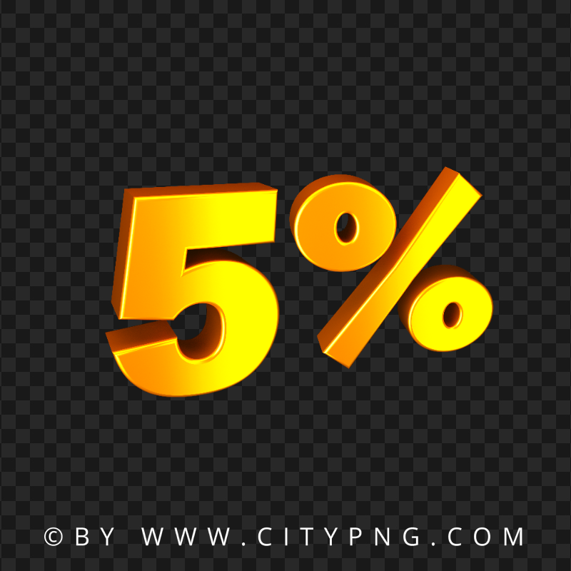 HD 5% Five Percent Yellow Orange Text PNG