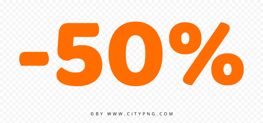 HD 50 Percent Discount Orange Text Transparent PNG