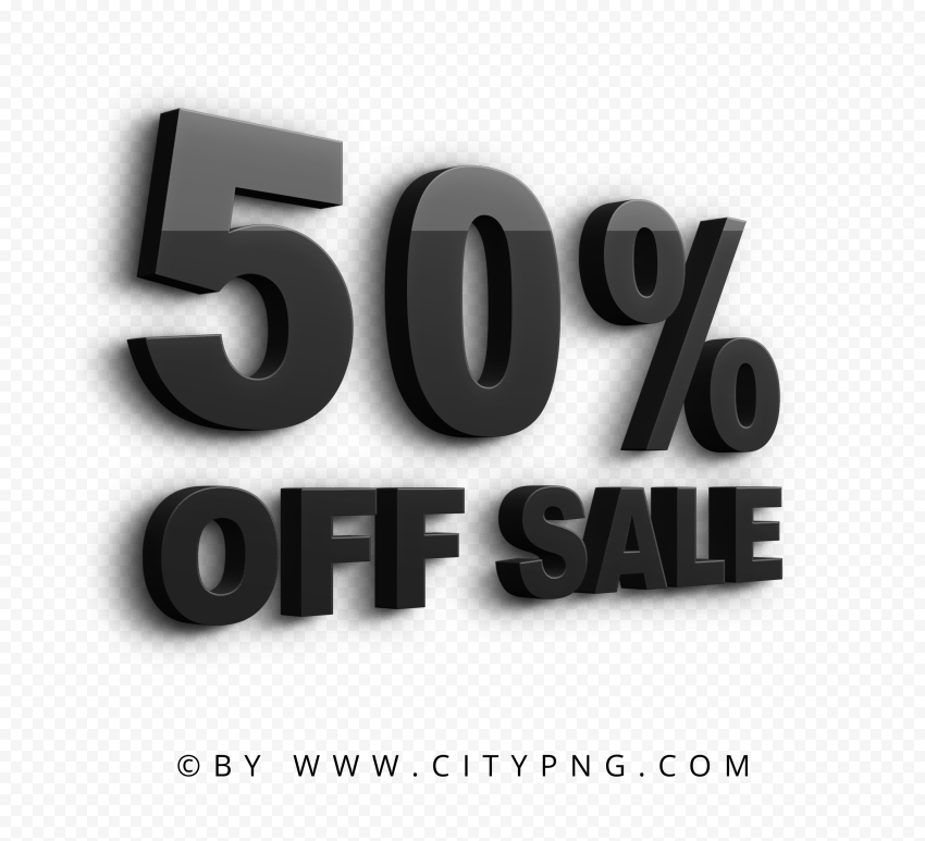HD 50 Percent OFF Sale Text Black 3D Logo Sign PNG