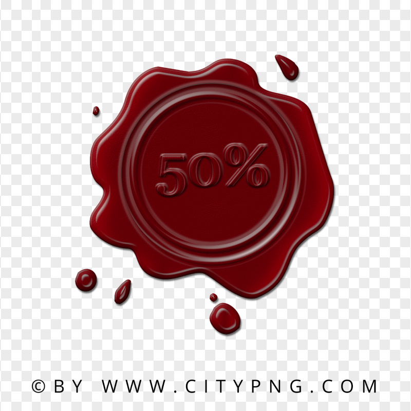 HD 50% Percent Text Number Wax Stamp Seal Style PNG