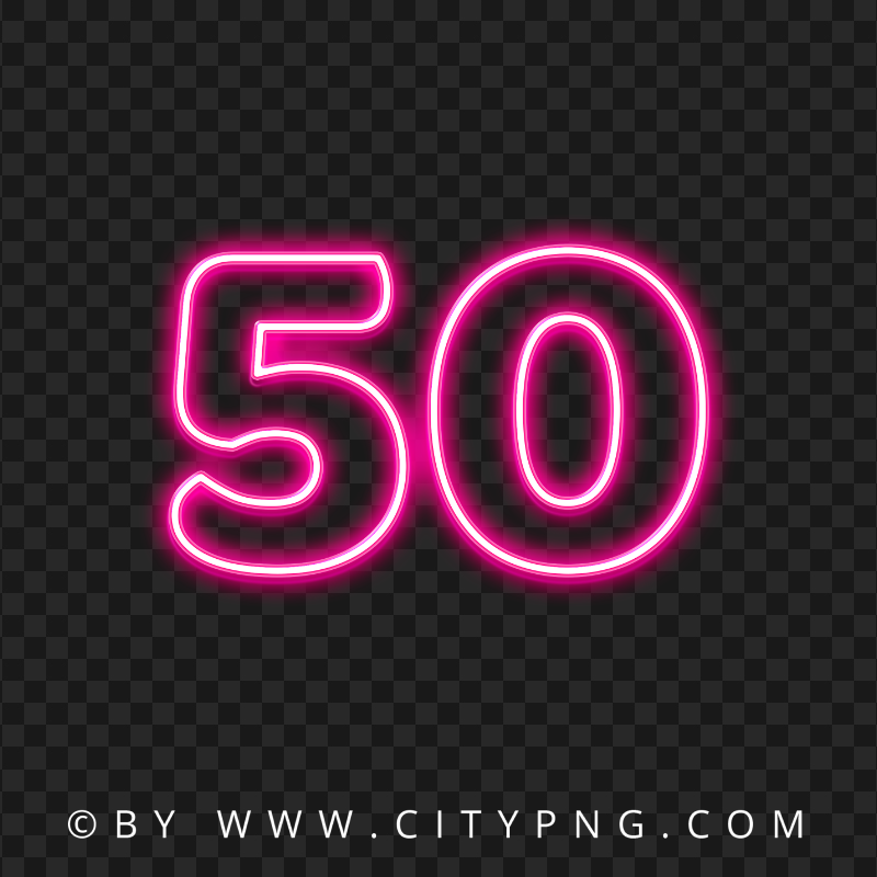 HD 50 Text Number Pink Neon Light Transparent PNG