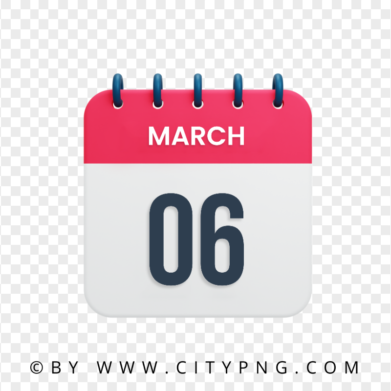HD 6th March Date Vector Calendar Icon Transparent PNG