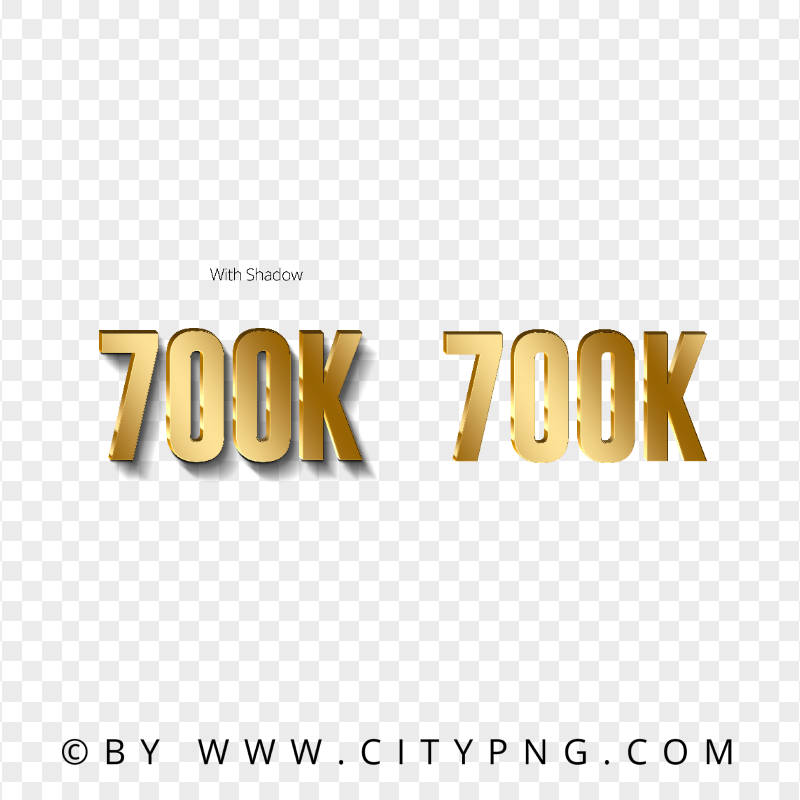 HD 700K Number Text Gold Effect Transparent Background
