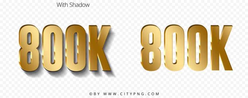 HD 800K Number Text Gold Effect Transparent PNG