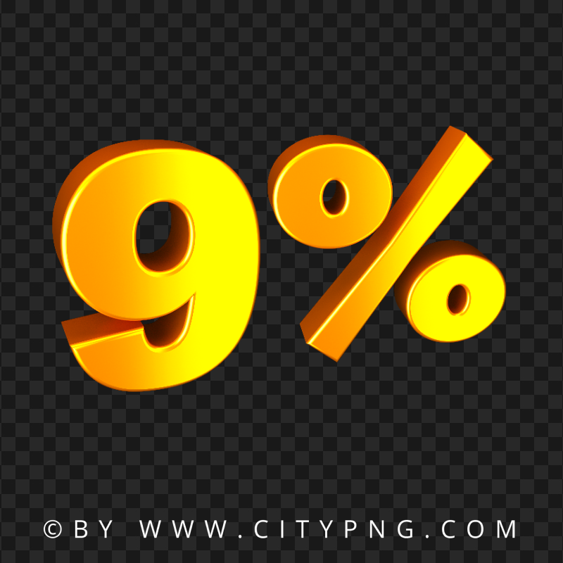 HD 9% Nine Percent Yellow Orange Text PNG