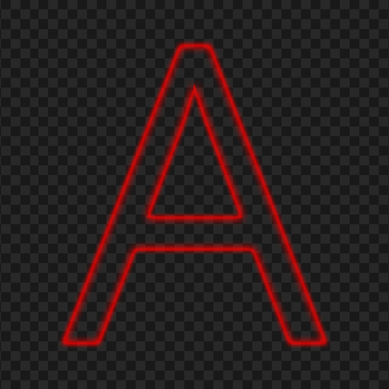 HD A Letter Alphabet Outline Neon Red Color PNG