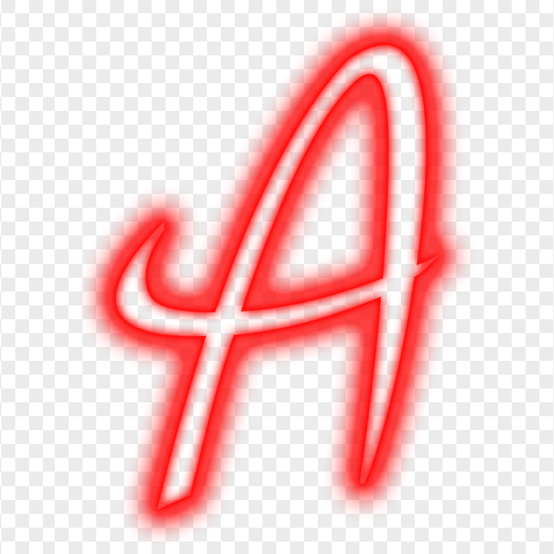 HD A Letter Alphabet Text Outline Red Neon PNG