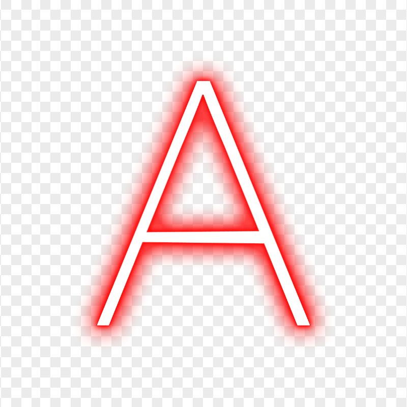 HD A Text Letter Alphabet Red & White Neon PNG
