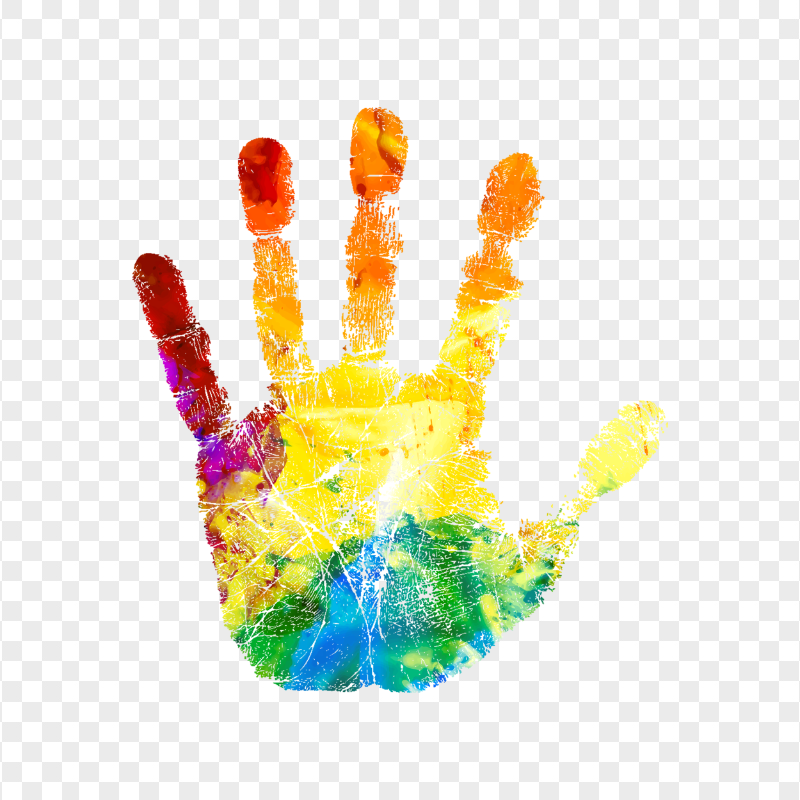 HD Colorful Two Hand Print PNG | Citypng
