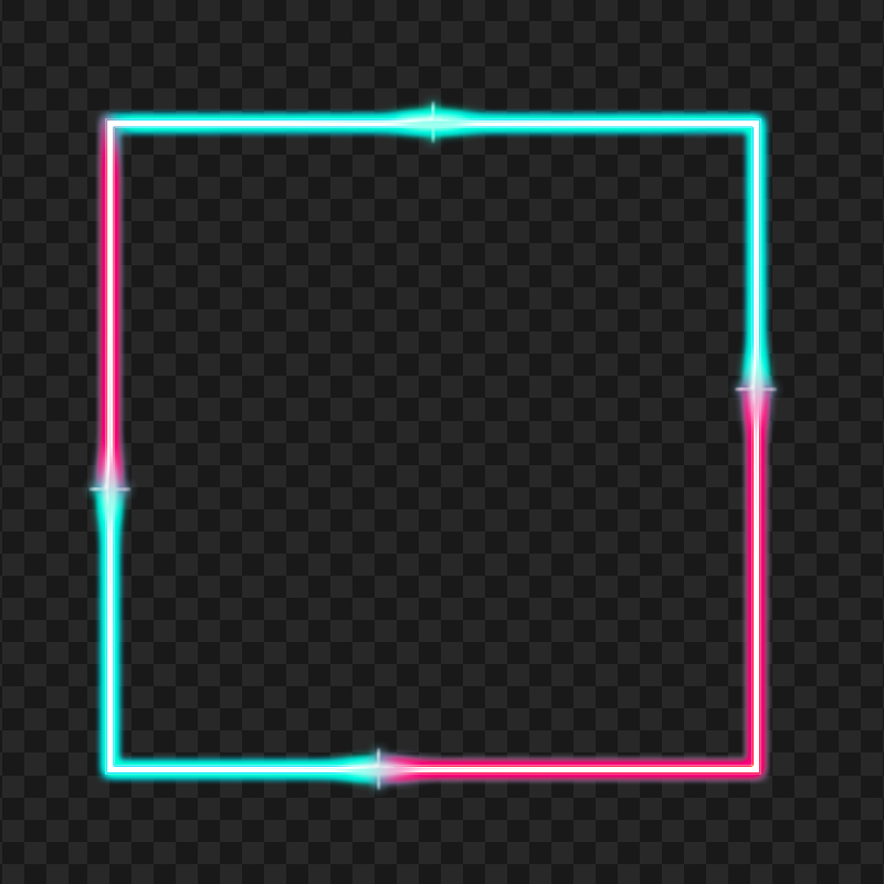 HD Aesthetic Cyan & Pink Neon Border Frame PNG
