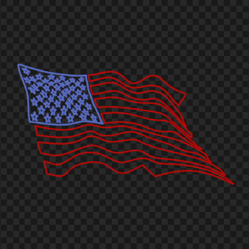 HD American Us Flag Glowing Neon PNG
