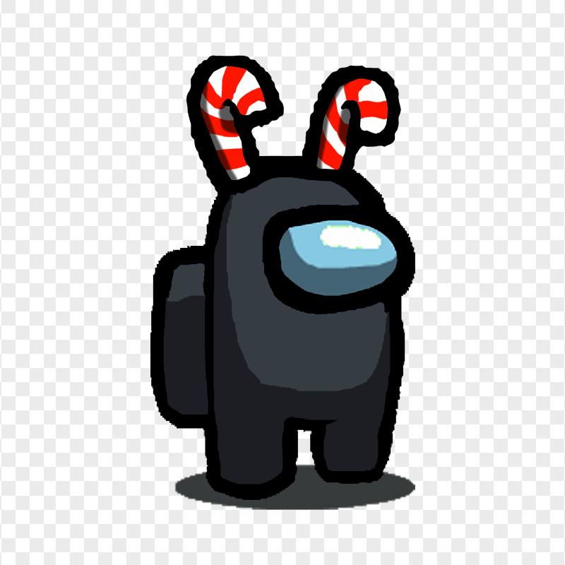 HD Among Us Black Crewmate Character With Candy Cane Hat PNG