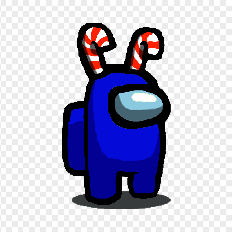 HD Among Us Blue Crewmate Character With Candy Cane Hat PNG