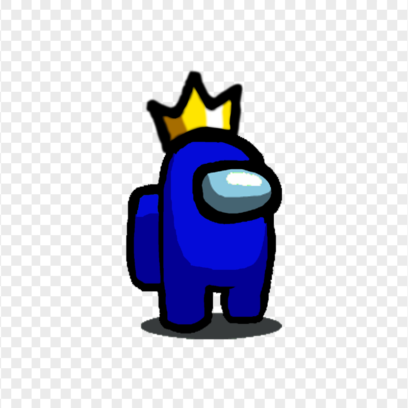 HD Among Us Blue Crewmate Character With Crown Hat PNG