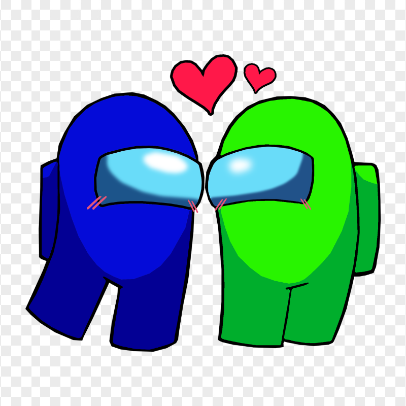 HD Among Us Blue Love Lime Characters Valentines Day PNG