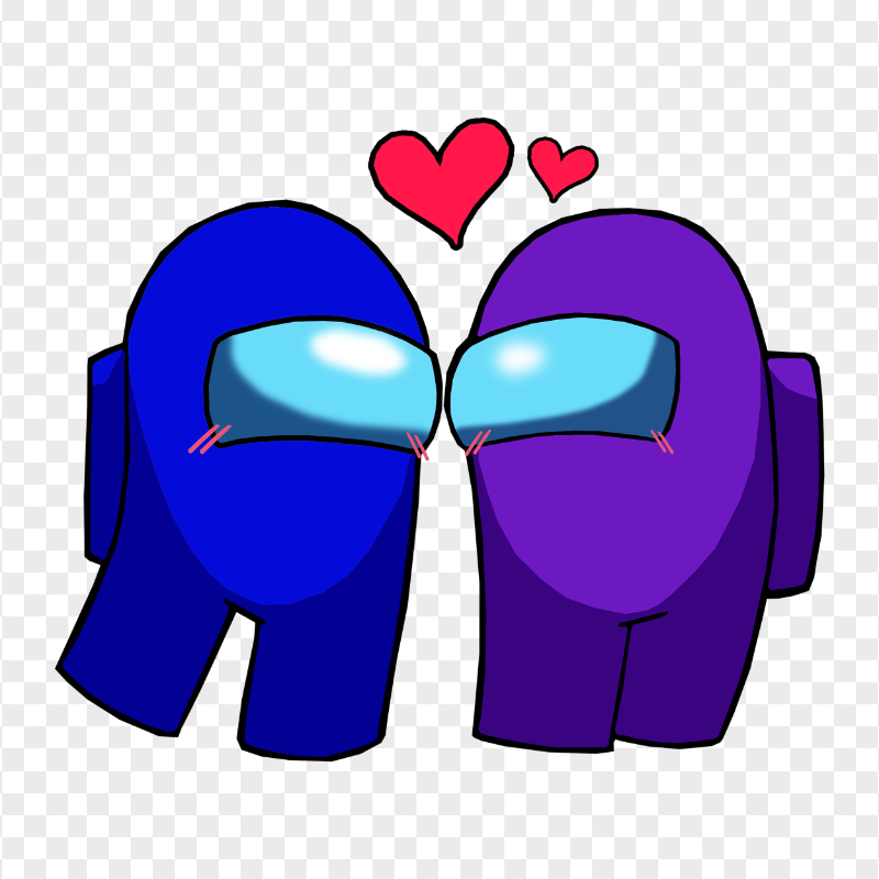 HD Among Us Blue Love Purple Characters Valentines Day PNG