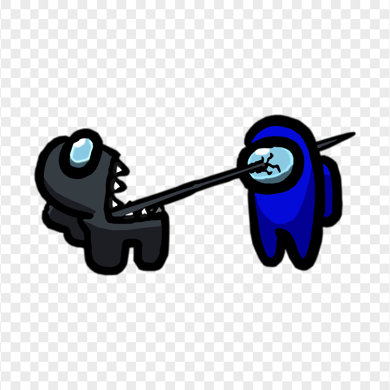 HD Among Us Crewmate Black Character Tongue Kill Blue PNG