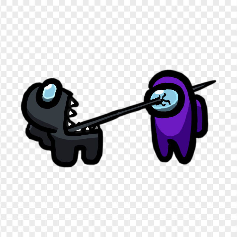 HD Among Us Crewmate Black Character Tongue Kill Purple PNG