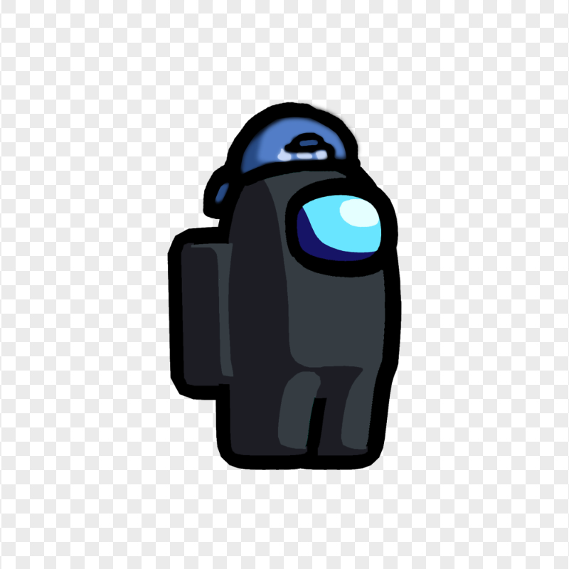 HD Among Us Crewmate Black Character With Backwards Baseball Cap PNG