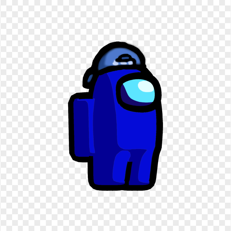 HD Among Us Crewmate Blue Character With Backwards Baseball Cap PNG