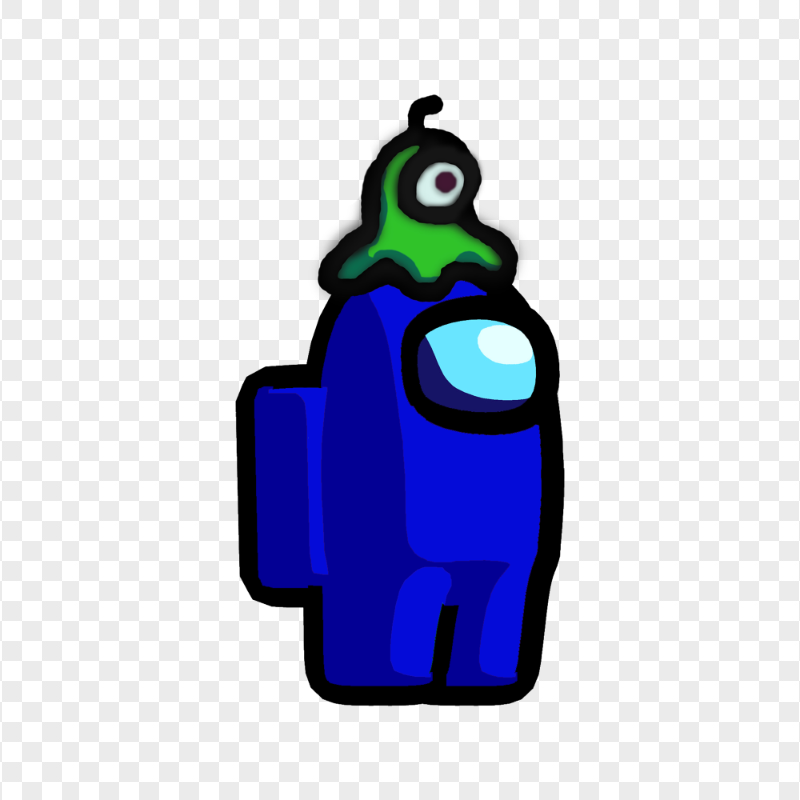 HD Among Us Crewmate Blue Character With Brain Slug Hat PNG