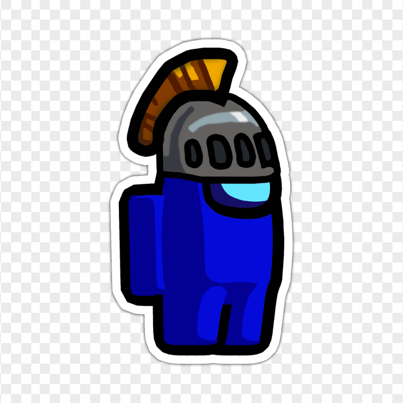 HD Among Us Crewmate Blue Character With Knight Helmet Stickers PNG