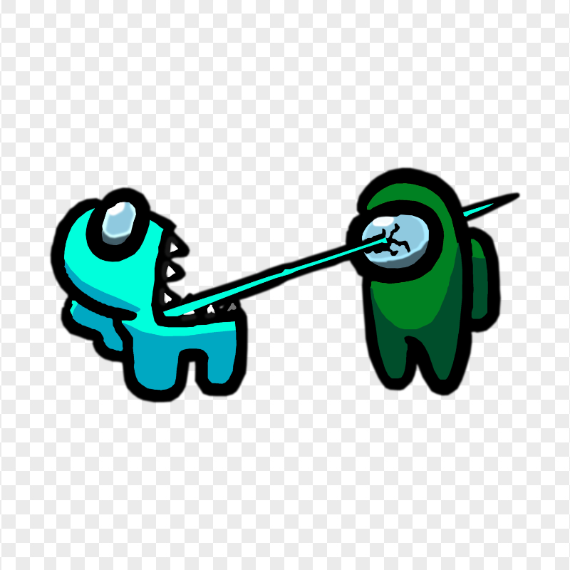 HD Among Us Crewmate Cyan Character Tongue Kill Green PNG