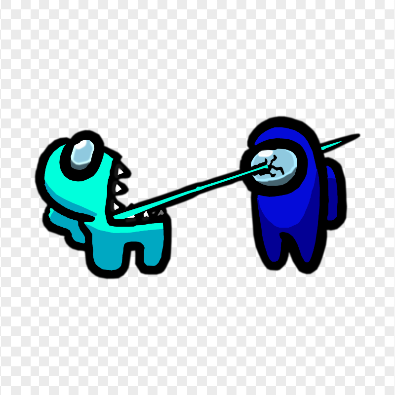 HD Among Us Crewmate Cyan Character Tongue Kill Red PNG