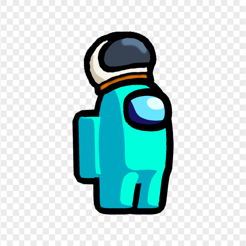 HD Among Us Crewmate Cyan Character With Astronaut Helmet PNG