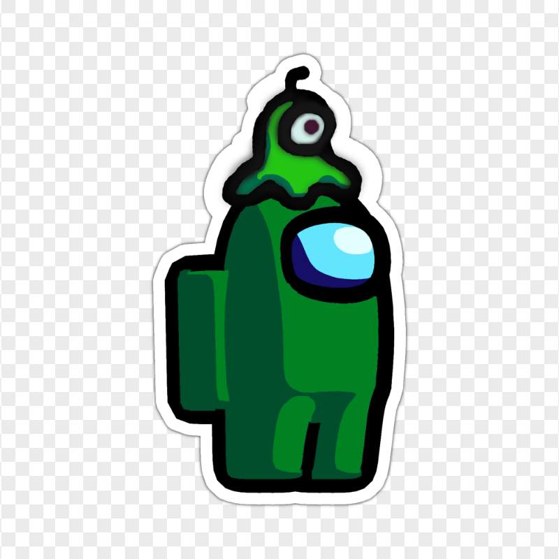 HD Among Us Crewmate Green Character With Brain Slug Hat Stickers PNG