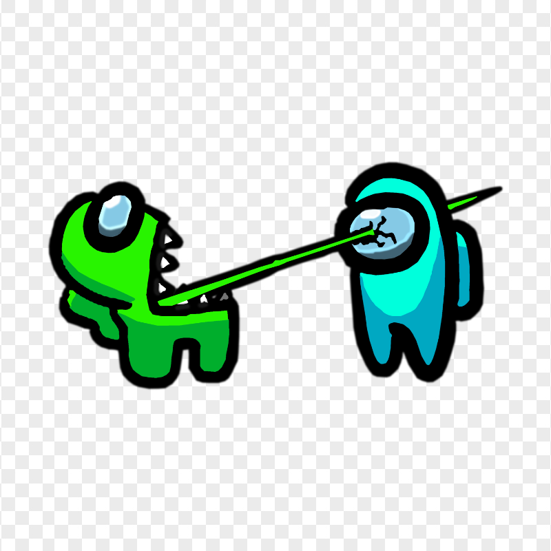 HD Among Us Crewmate Lime Character Tongue Kill Cyan PNG