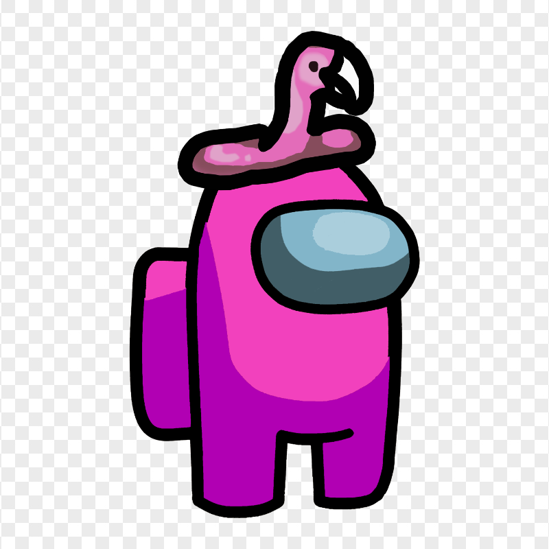 HD Among Us Crewmate Pink Character With Flamingo Hat PNG