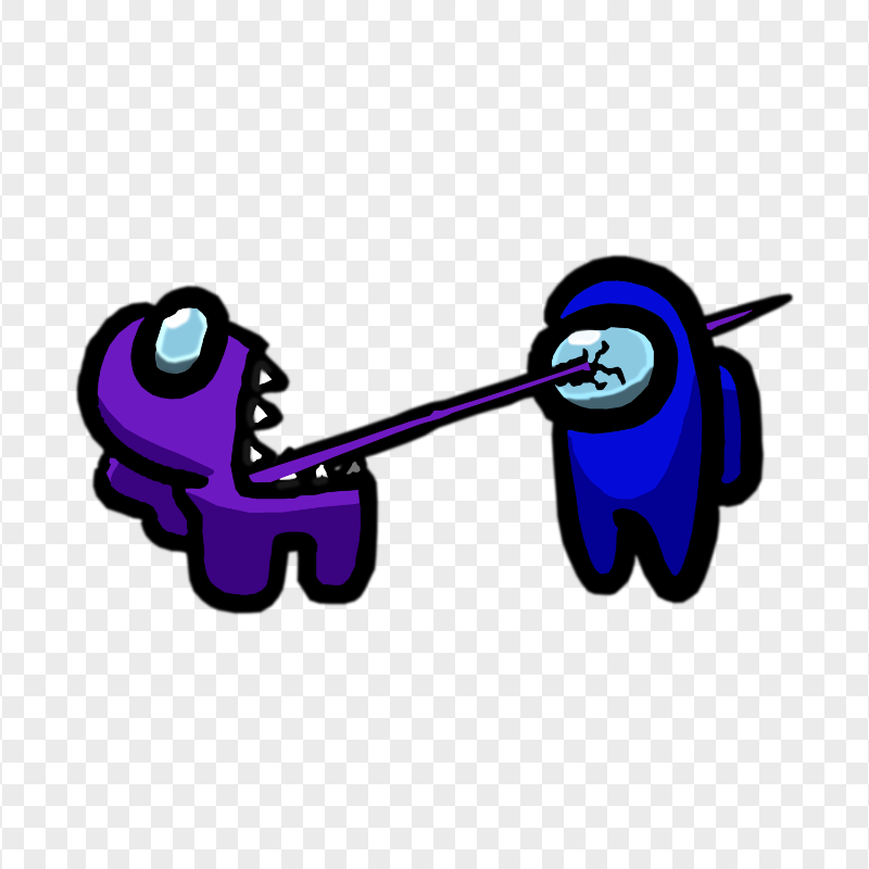 HD Among Us Crewmate Purple Character Tongue Kill Blue PNG