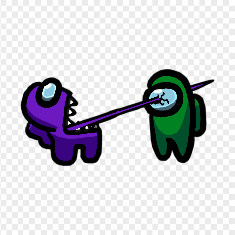 HD Among Us Crewmate Purple Character Tongue Kill Green PNG