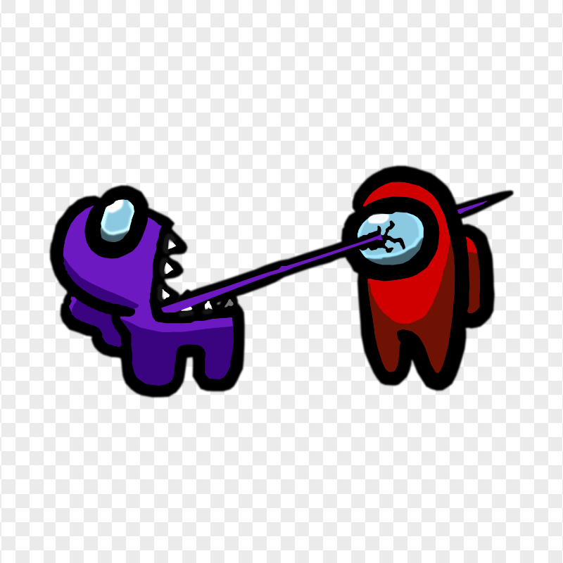 HD Among Us Crewmate Purple Character Tongue Kill Red PNG