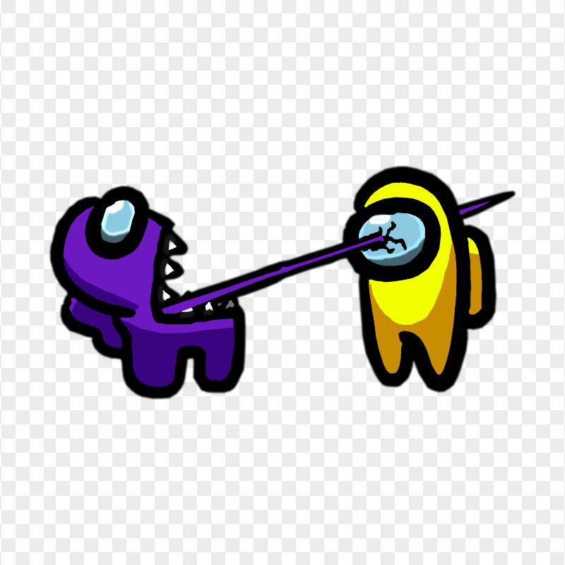 HD Among Us Crewmate Purple Character Tongue Kill Yellow PNG