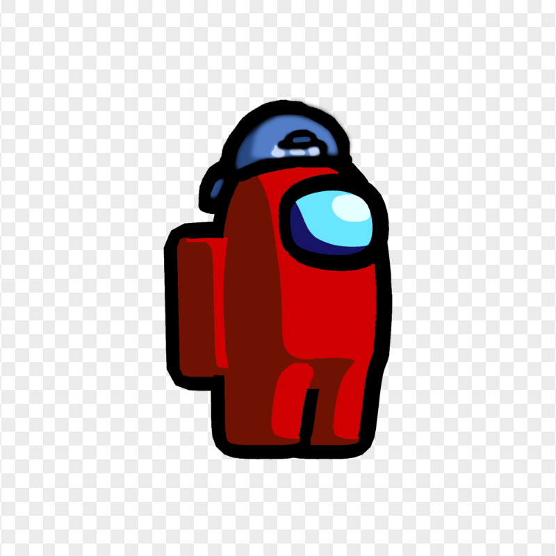 HD Among Us Crewmate Red Character With Backwards Baseball Cap PNG