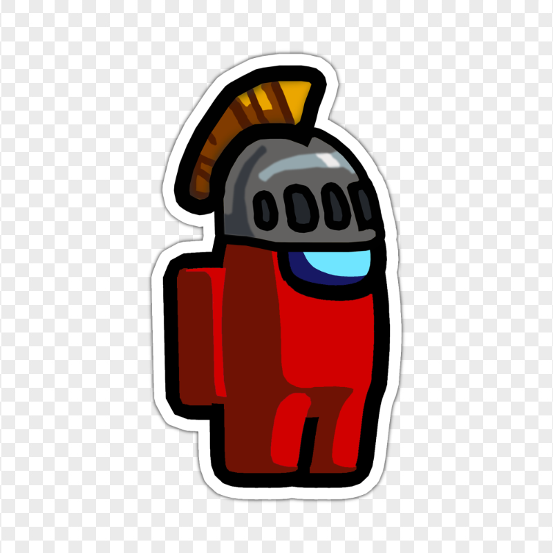 HD Among Us Crewmate Red Character With Knight Helmet Stickers PNG