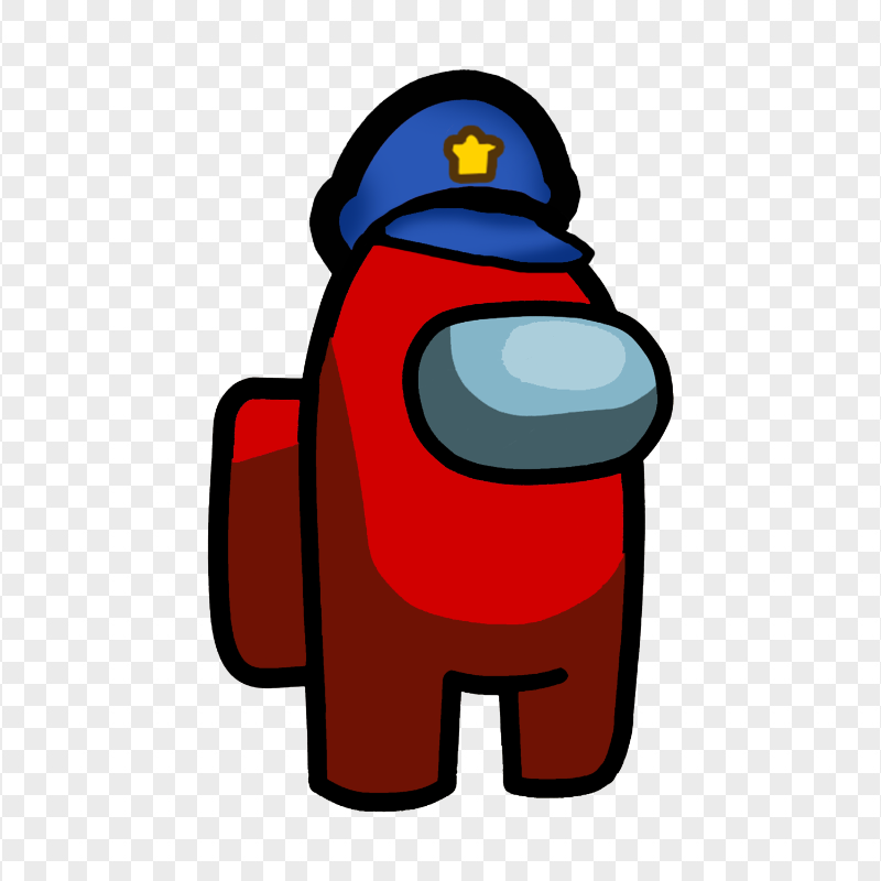 HD Among Us Crewmate Red Character With Police Hat PNG