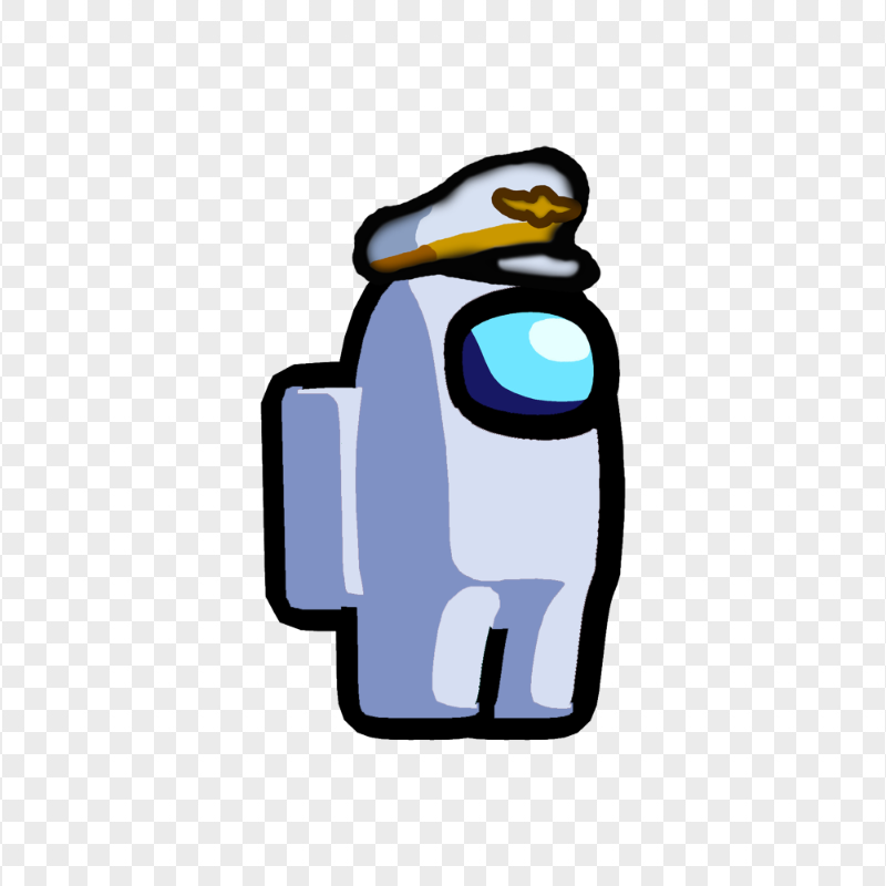 HD Among Us Crewmate White Character With Captain Hat PNG