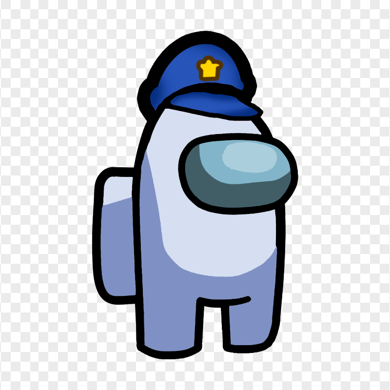 HD Among Us Crewmate White Character With Police Hat PNG