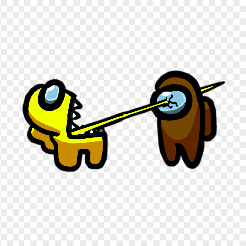 HD Among Us Crewmate Yellow Character Tongue Kill Brown PNG