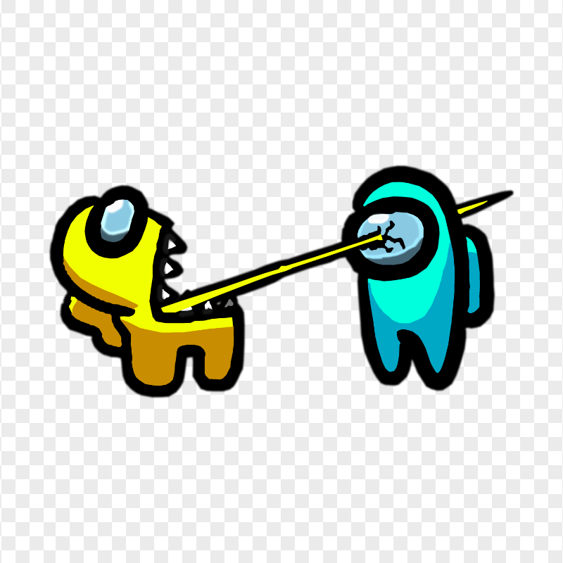 HD Among Us Crewmate Yellow Character Tongue Kill Cyan PNG