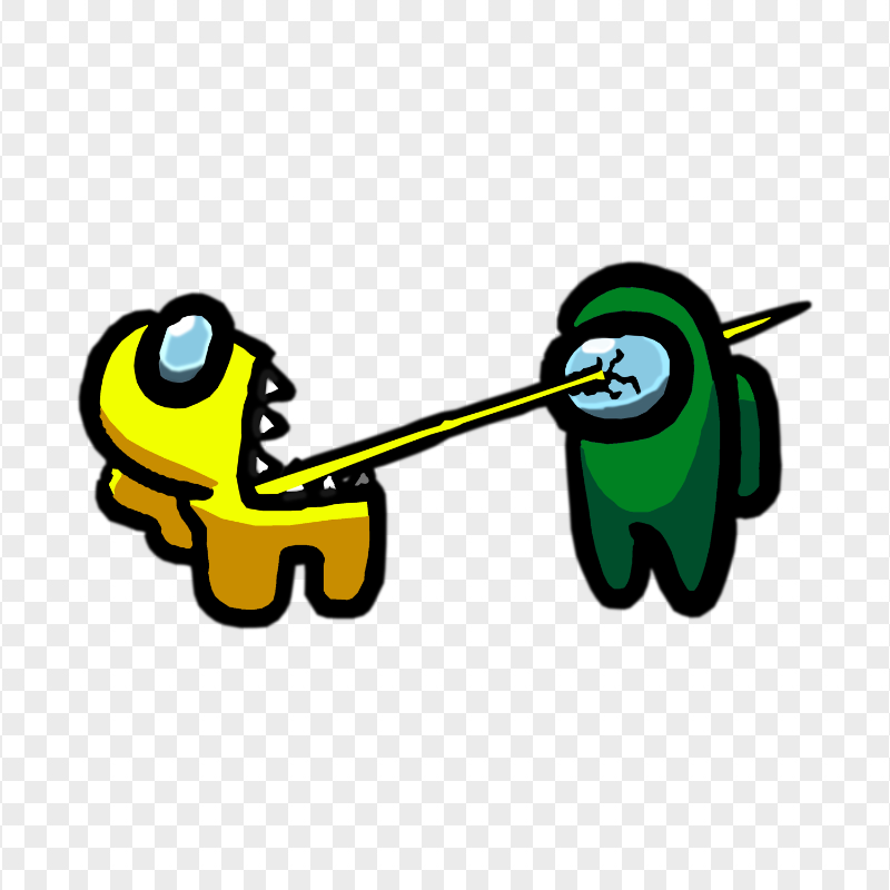 HD Among Us Crewmate Yellow Character Tongue Kill Green PNG