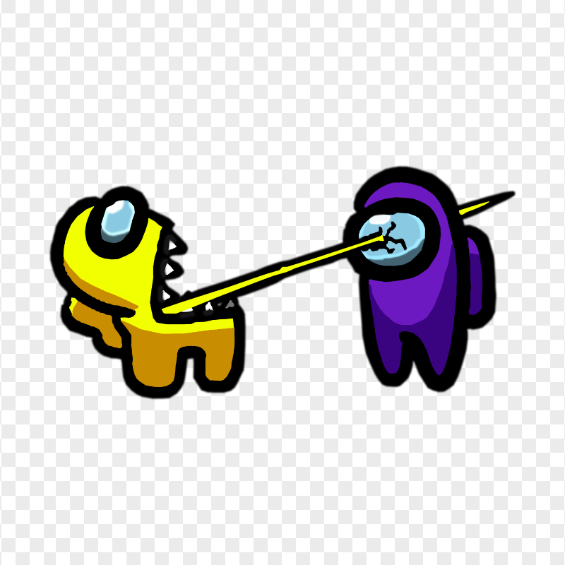 HD Among Us Crewmate Yellow Character Tongue Kill Purple PNG