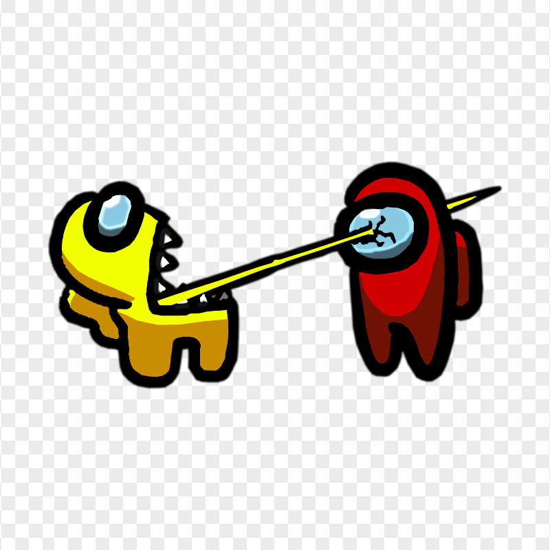 HD Among Us Crewmate Yellow Character Tongue Kill Red PNG