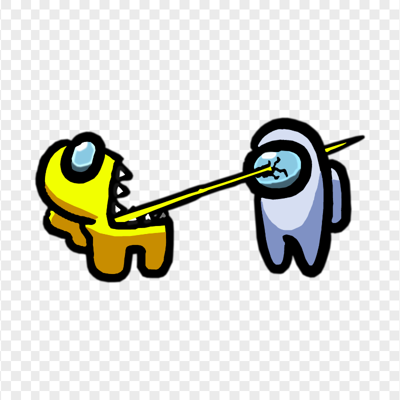 HD Among Us Crewmate Yellow Character Tongue Kill White PNG